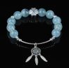 Vòng Tay Đá Aquamarine 2A 10 Mix Charm Lưới Giấc Mơ (Dreamcatcher) Bạc 925 BLGM01